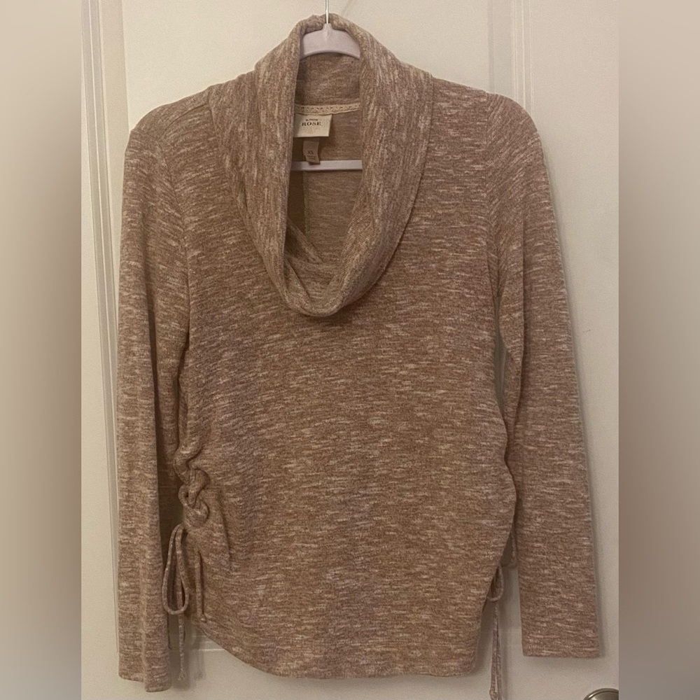 Knox Rose Cowl Neck Sweater Size XS Dusty Rose Drawstring Sides